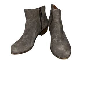Lucky Brand Boots Womens 6.5 M Brolley Ankle Bootie‎ Brown Suede Cuban Zip Up